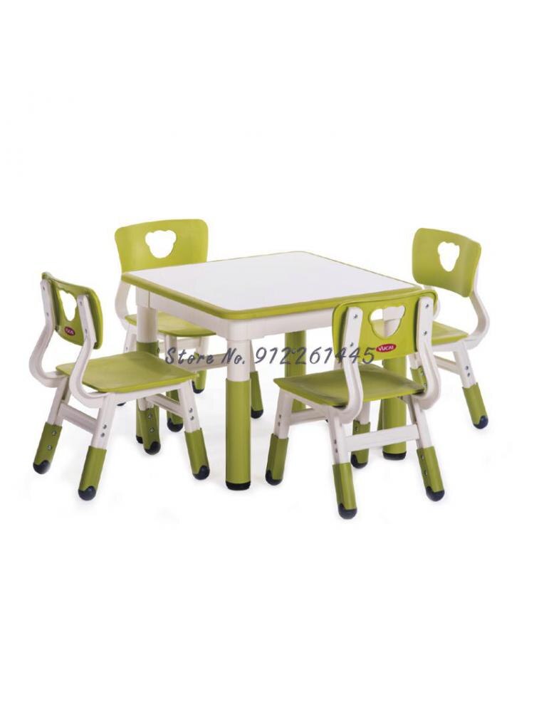 유치원 학습 사각형 테이블, 조기 교육, 가정 그림 및 쓰기, 어린이 수동 플라스틱 리프팅 테이블